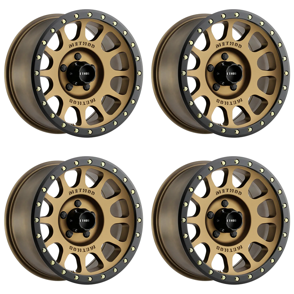 (set of 4) Method Wheels MR305 Bronze - Matte Black Lip | 17x8.5" +0mm | 5x5.5mm Wheel