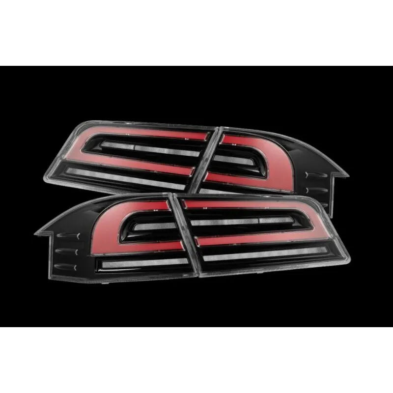 AlphaRex 12-21 Tesla Model S LUXX-Series LED Tail Lights - Black/Red