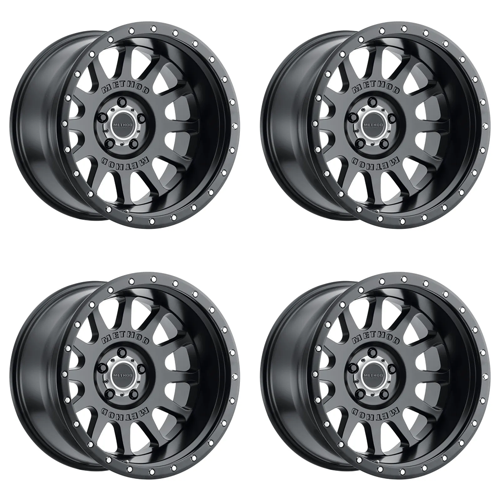 (set of 4) Method Wheels MR605 Matte Black | 20x10" -24mm | 5x5mm Wheel