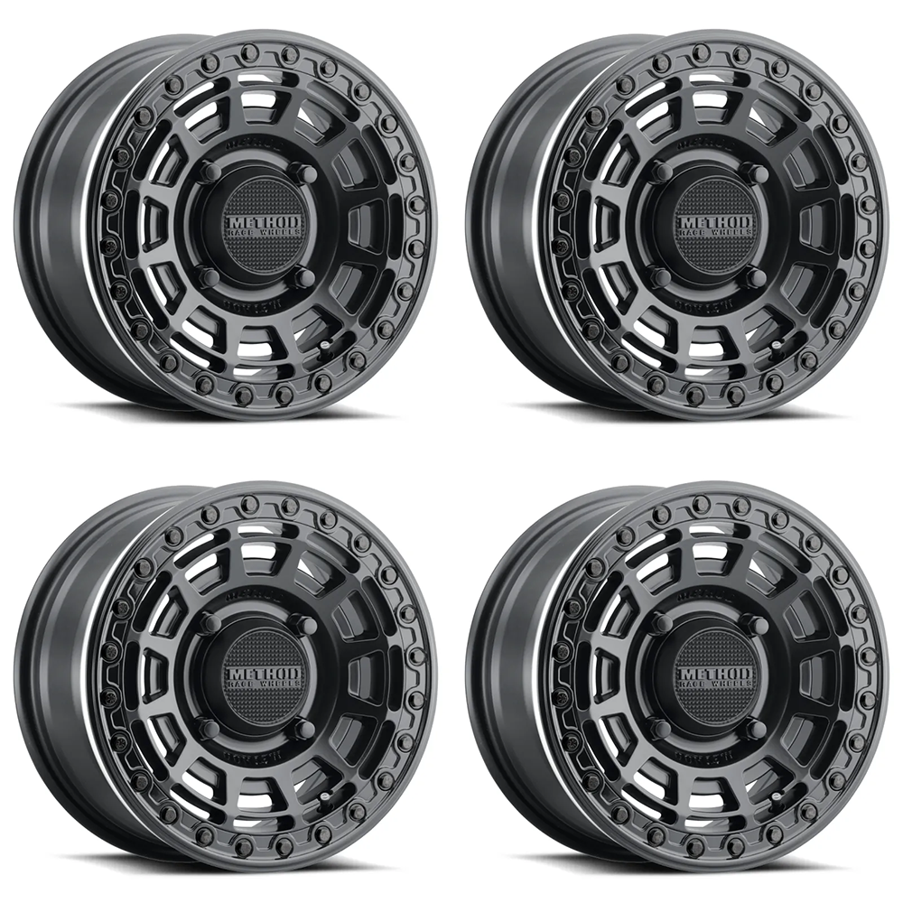 (set of 4) Method Wheels MR415 Double Black | 15x7" +38mm | 5x4.5mm Wheel