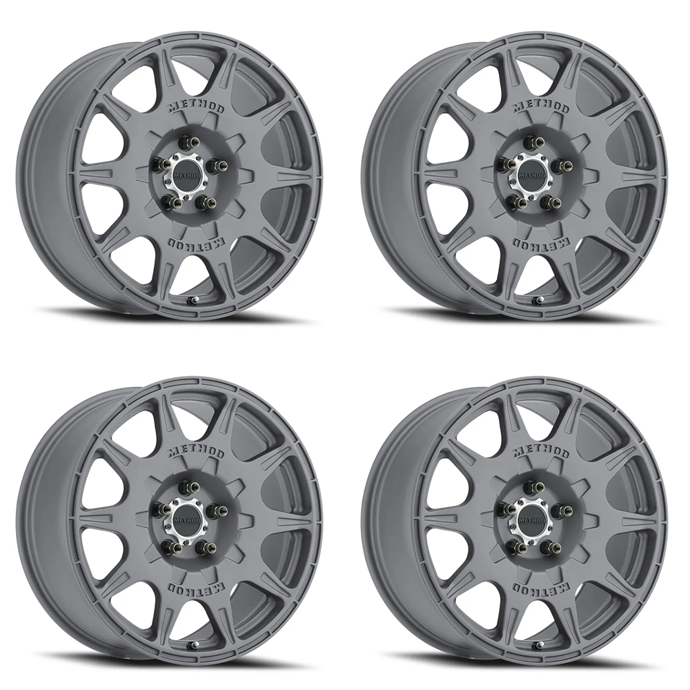 (set of 4) Method Wheels MR502 Titanium | 17x8" +38mm | 5x114.3mm Wheel
