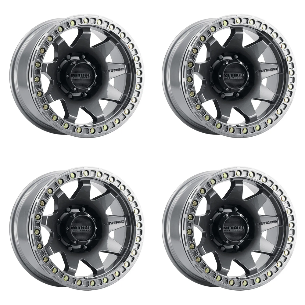 (set of 4) Method Wheels MR108 Gloss Titanium | 17x9" -44mm | 8x6.5mm Wheel