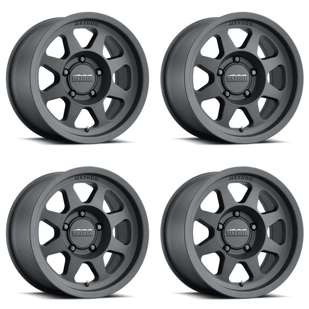 (set of 4) Method Wheels MR701 Matte Black | 16x6.5" +90mm | 6x180mm Wheel
