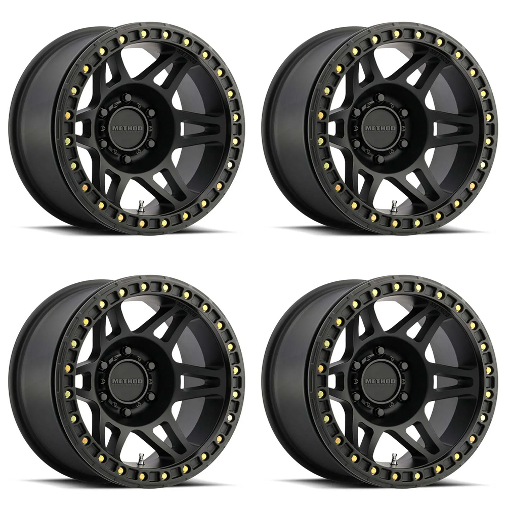 (set of 4) Method Wheels MR106 Matte Black | 17x9" -44mm | 8x6.5mm Wheel