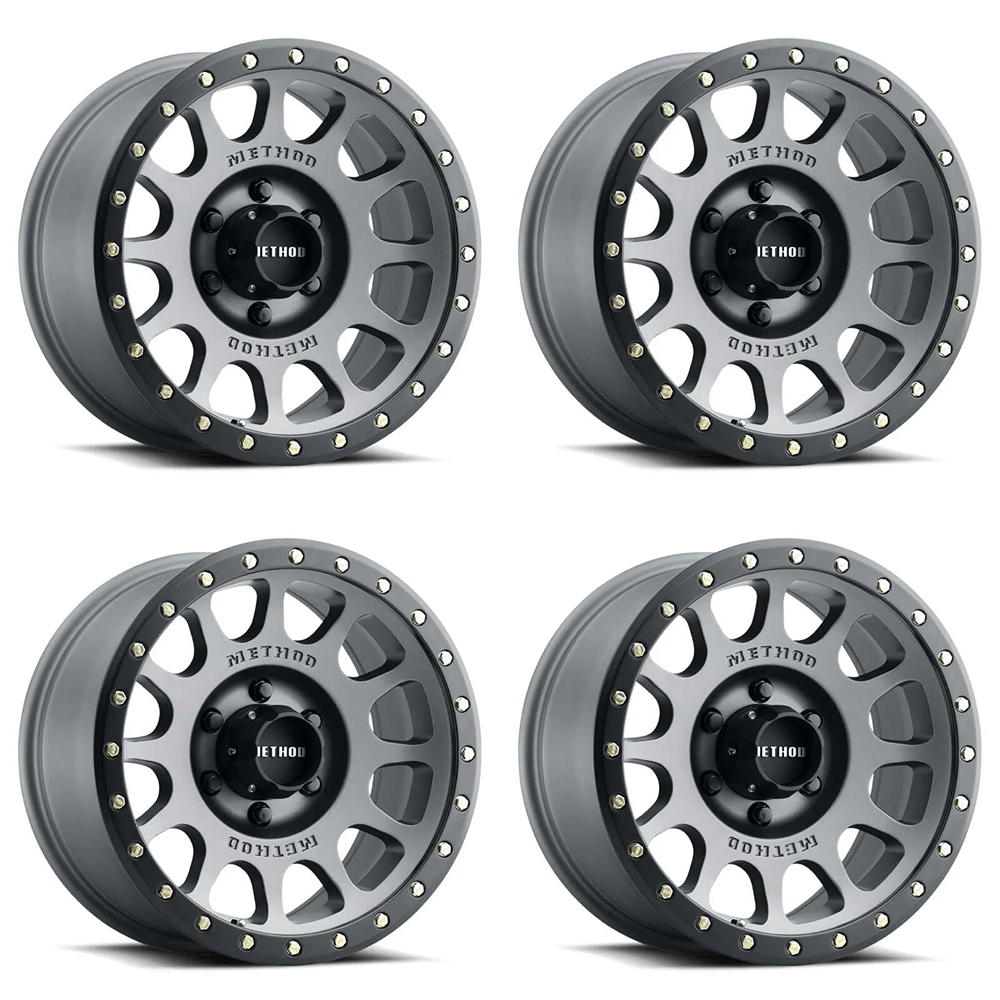 (set of 4) Method Wheels MR305 Titanium - Matte Black Lip | 17x8.5" +0mm | 5x5mm Wheel