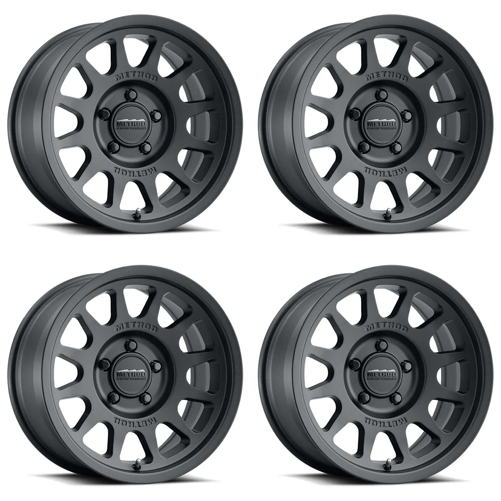 (set of 4) Method Wheels MR703 Matte Black | 16x6.5" +90mm | 6x180mm Wheel