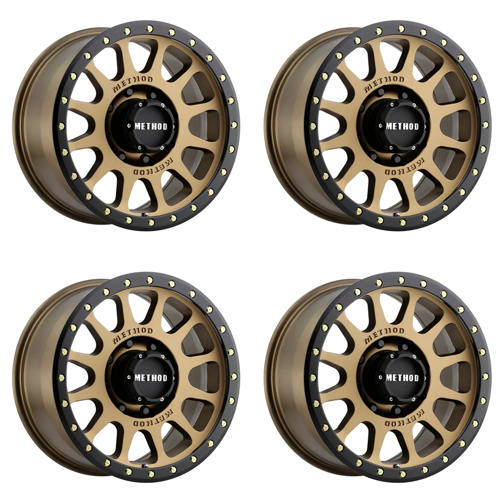 (set of 4) Method Wheels MR305 Bronze - Matte Black Lip | 20x9" +18mm | 8x6.5mm Wheel