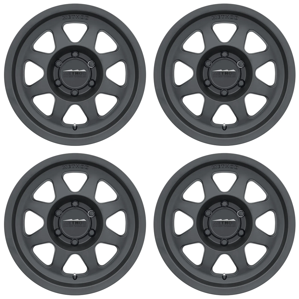 (set of 4) Method Wheels MR701 Matte Black | 17x7.5" +50mm | 6x130mm Wheel