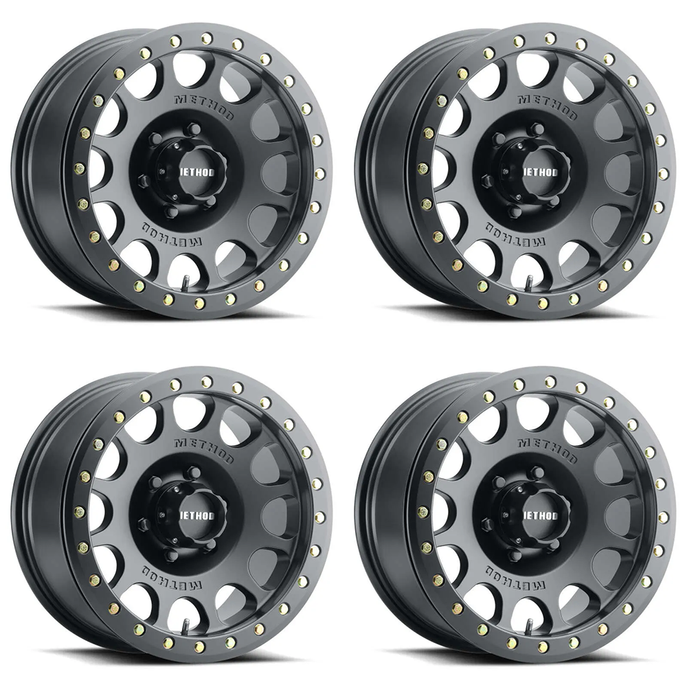 (set of 4) Method Wheels MR105 Matte Black | 17x9" -38mm | 8x6.5mm Wheel