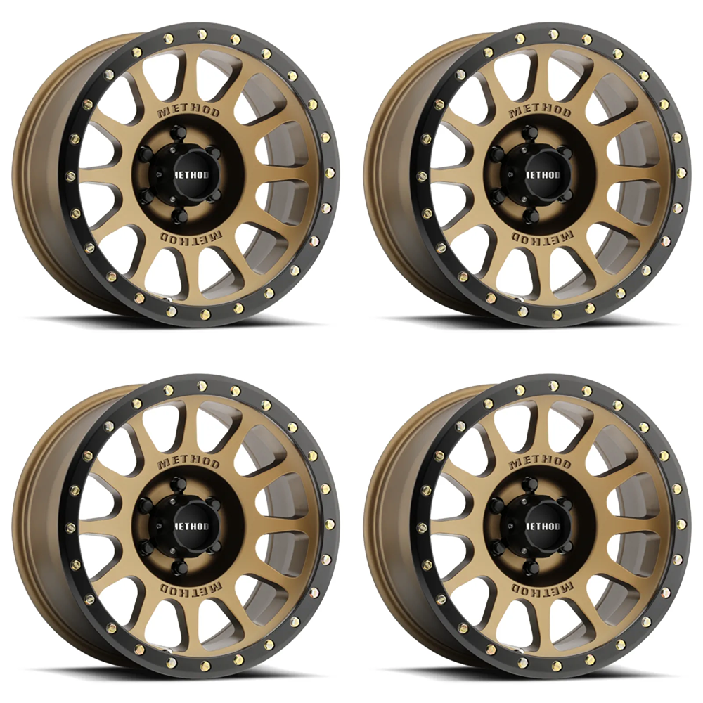 (set of 4) Method Wheels MR305 Bronze - Matte Black Lip | 17x8.5" +25mm | 6x120mm Wheel