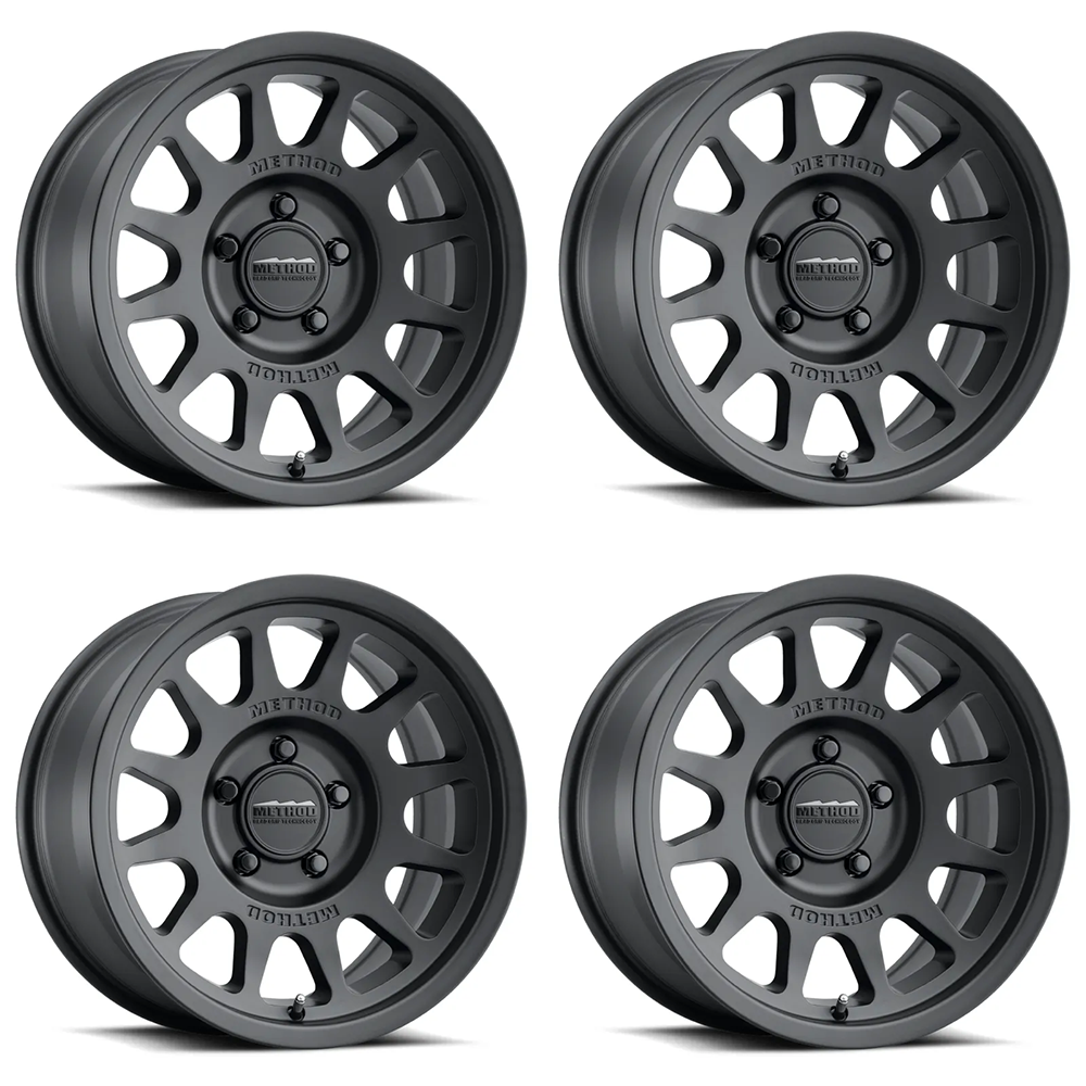 (set of 4) Method Wheels MR703 Matte Black | 17x7.5" +50mm | 5x160mm Wheel