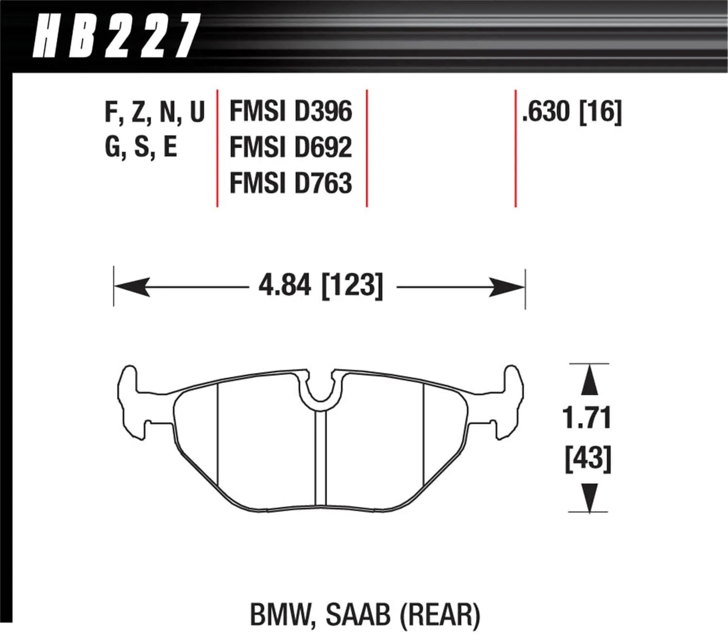 Hawk Performance Rear ER-1 Brake Pads | BMW 318i 1992–1995 (HB227D.630)