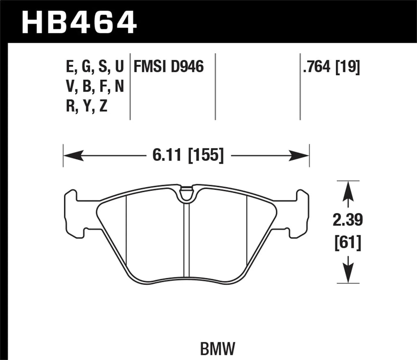 Hawk Performance Front ER-1 Brake Pads | BMW 330Ci (2001–2005) (HB464D.764)