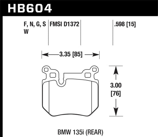Hawk Performance Rear Brake Pads | BMW 135i (2008–2013) (HB604B.598)