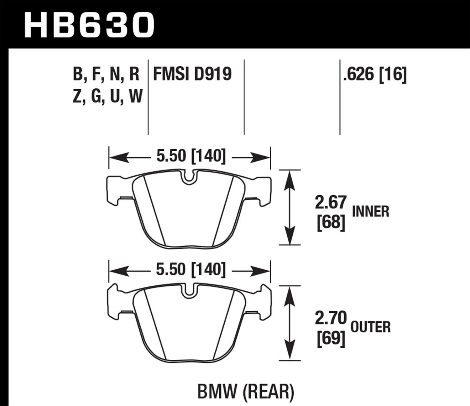 Hawk Performance Street Rear Brake Pads | BMW (2002–2011) (HB630F.626)
