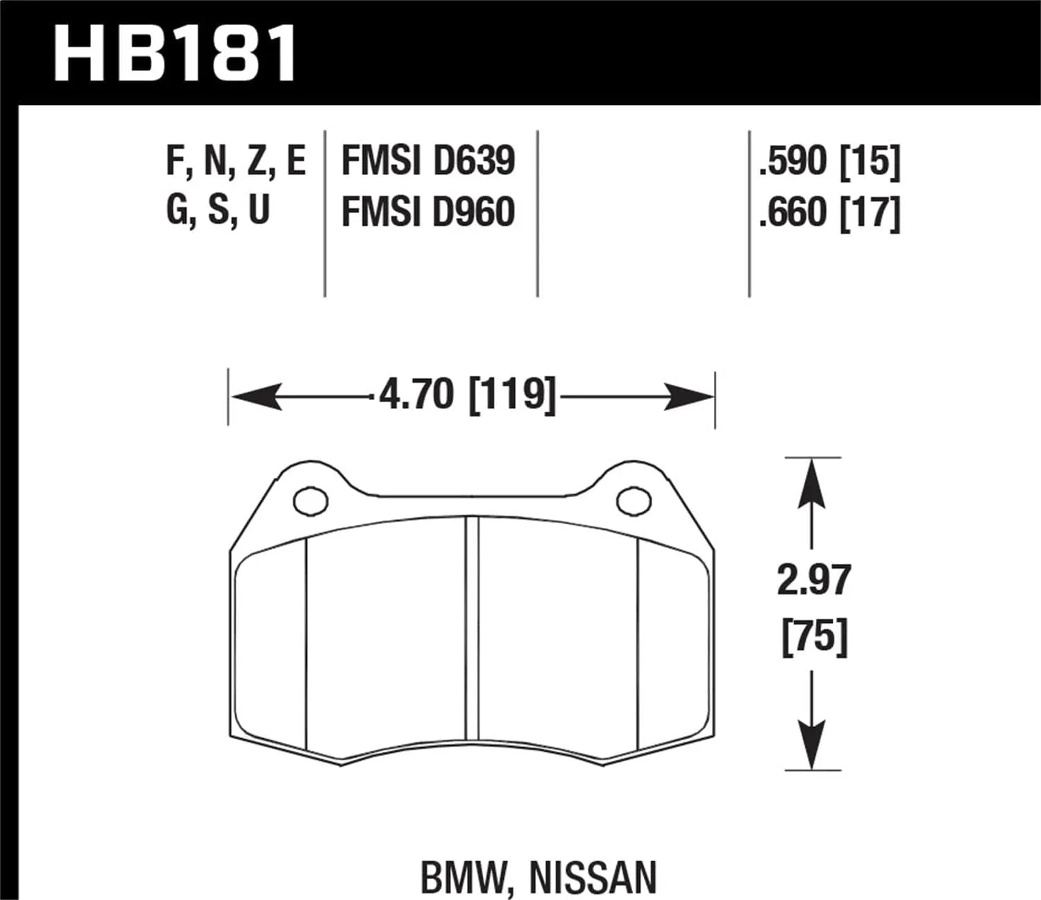 Hawk Performance Front Street Brake Pads | BMW 840Ci / 850Ci (1994–1997) (HB181F.660)