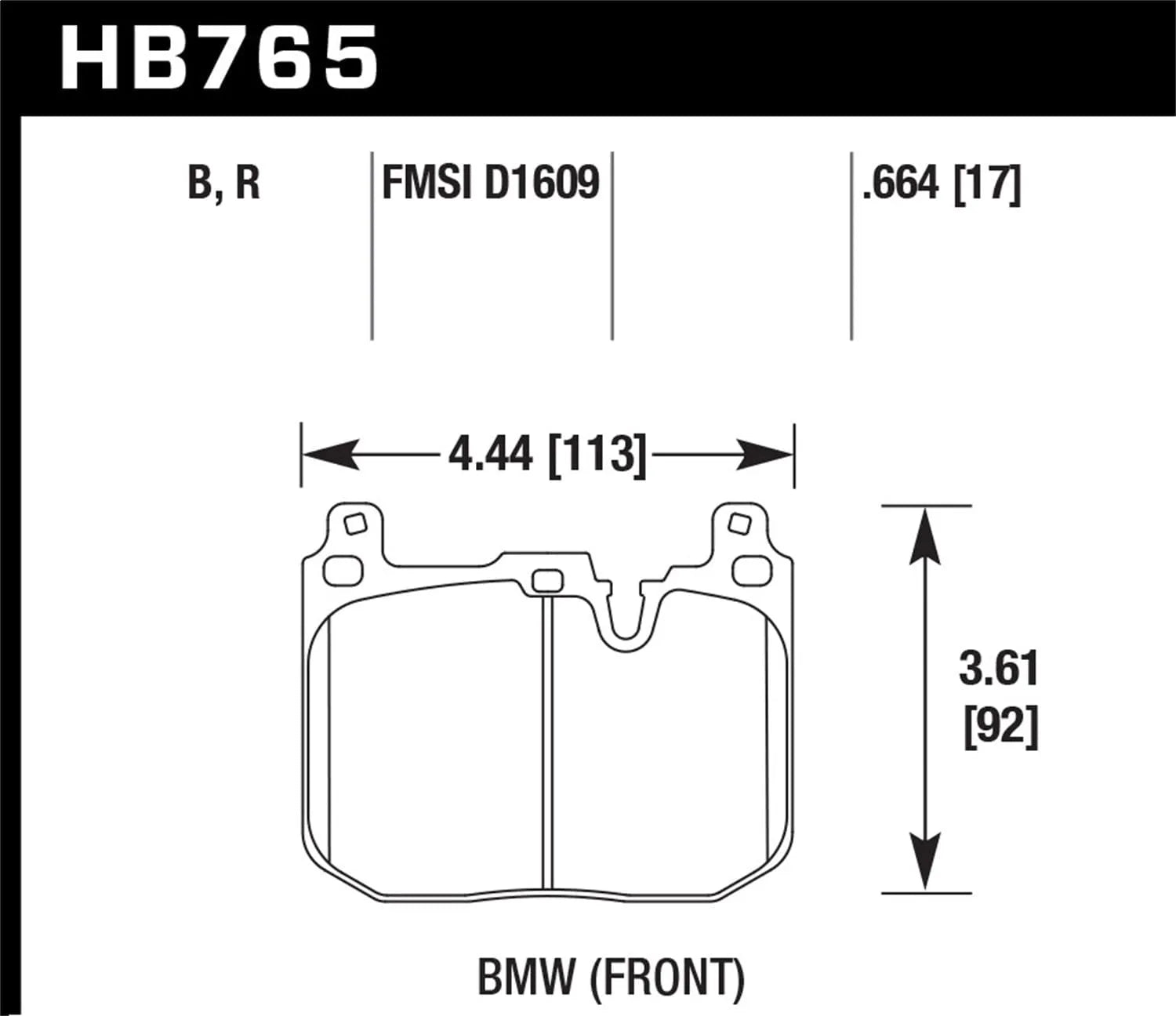 Hawk Performance Ceramic Street Front Brake Pads | BMW 328i xDrive (2013–2016) (HB765Z.664)