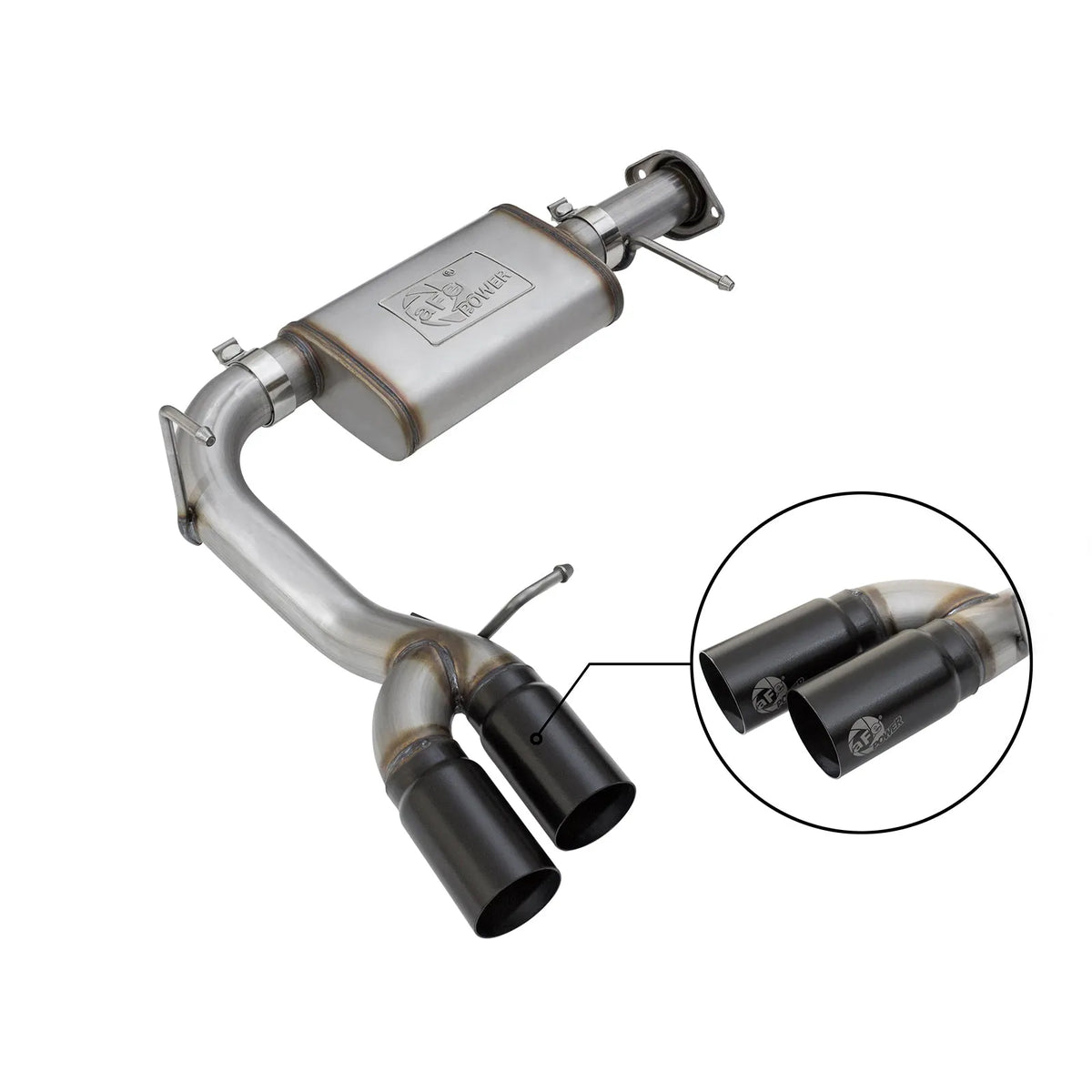 aFe Rebel Series CB 3in Middle Side Exit SS Exht w/ Black Tips 15-17 Chevy Colorado / GMC Canyon