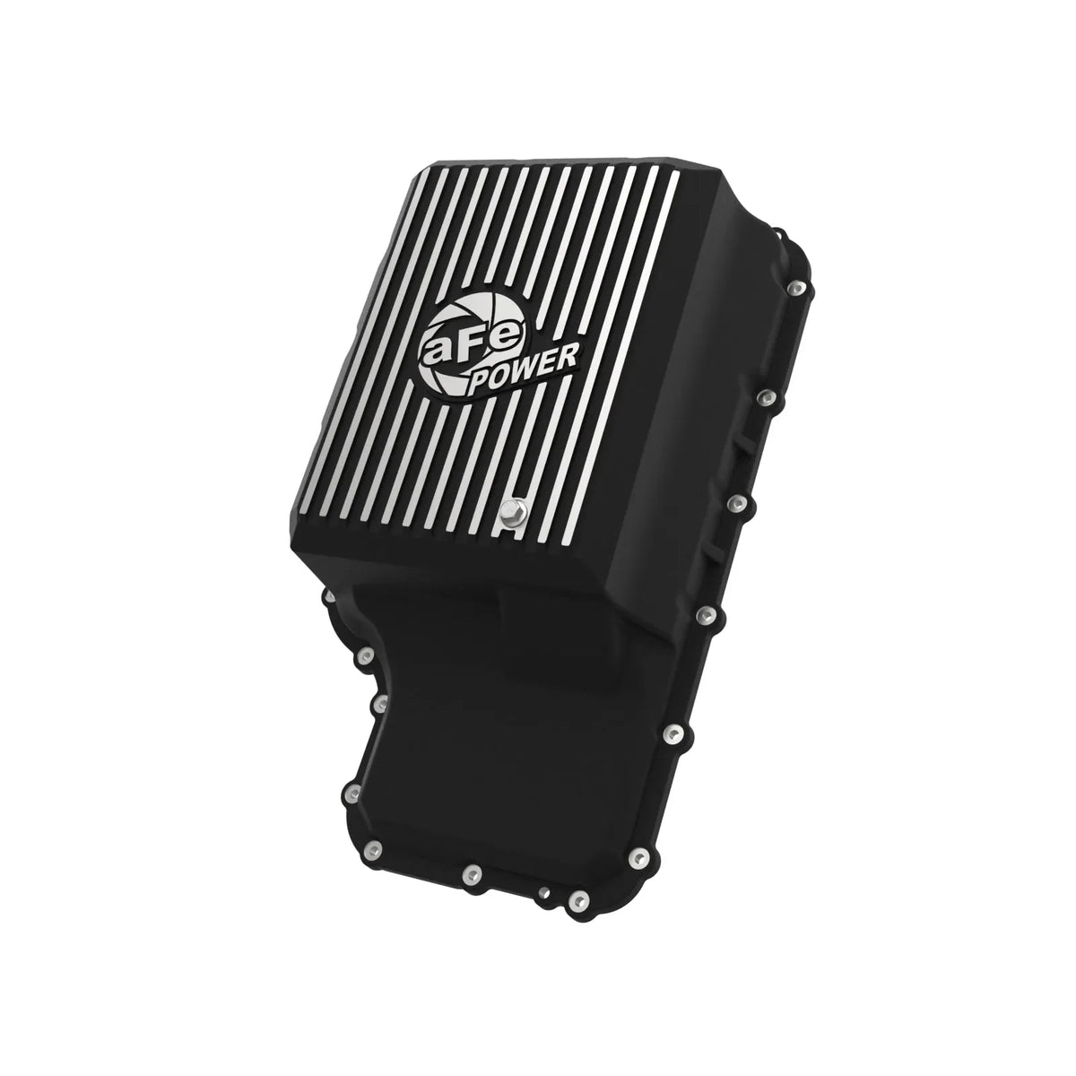 aFe 20-21 Ford Truck w/ 10R140 Transmission Pan Black POWER Street Series w/ Machined Fins