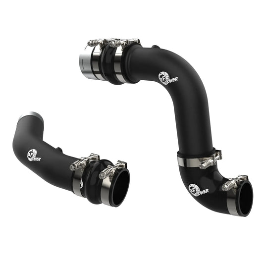aFe 23-24 Ford Diesel Trucks V8-6.7L (td) BladeRunner Aluminum Hot and Cold Charge Pipe Kit - Black