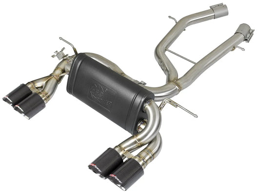 aFe 2.5in SS Axle-Back Exhaust w/ CF Tips | BMW M3/M4 (F80/82/83) (15-19) (49-36338-1C)