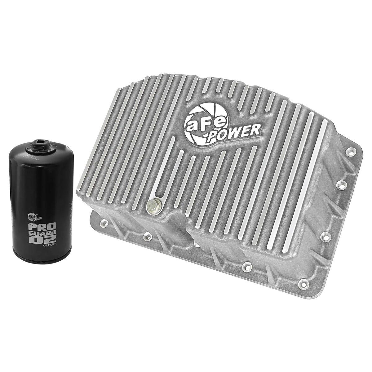 aFe Street Series Engine Oil Pan Raw w/ Machined Fins; 11-17 Ford Powerstroke V8-6.7L (td)