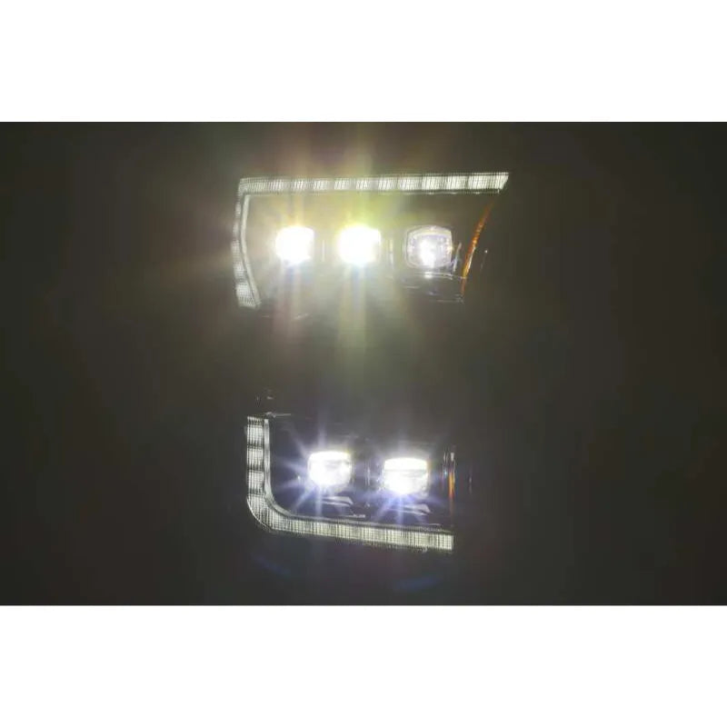 AlphaRex 17-20 Ford Raptor NOVA LED Proj Headlights Plank Style Alpha Black w/Activ Light/Seq Signal