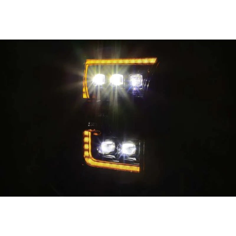 AlphaRex 17-20 Ford Raptor NOVA LED Proj Headlights Plank Style Alpha Black w/Activ Light/Seq Signal