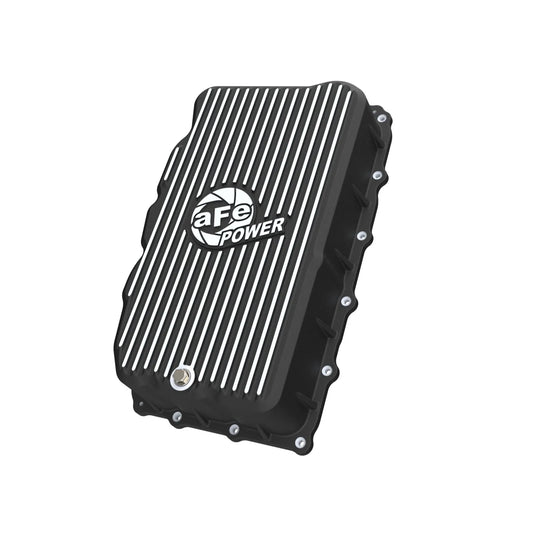 aFe 20-26 GM Trucks L6 3.0L Transmission Pan - Black w/ Machined Fins