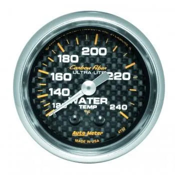 Autometer Carbon Fiber Series 2-1/16'' Water Temperature 120-240 °F Gauge (4732)