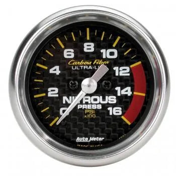 Autometer Carbon Fiber Series 2-1/16'' Nitrous Pressure 0-1600 PSI Gauge (4774)