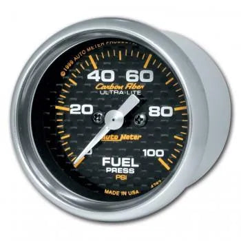 Autometer Carbon Fiber Series 2-1/16'' Fuel Pressure 0-100 PSI Gauge (4763)