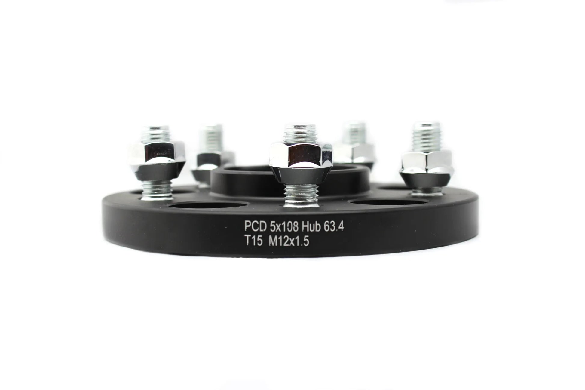 ISC Suspension 15mm Wheel Spacer - 5x108 Bolt Pattern/Hub Bore, Black (Pair) for Ford