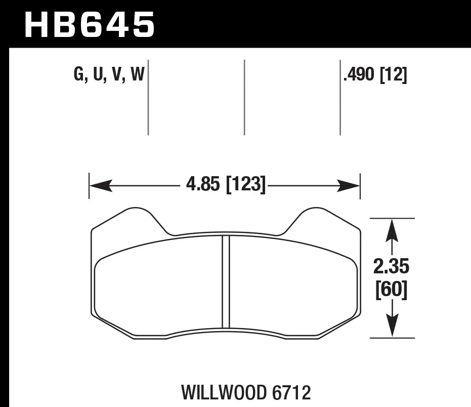 Hawk DTC-30 Racing Brake Pads for Wilwood 6712 (HB645W.490)