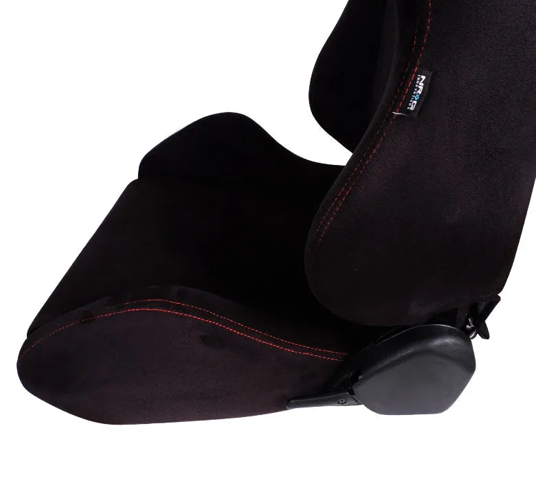 NRG Reclinable Racing Seat Suede with Red Stitching