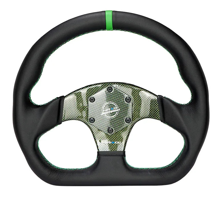 NRG FLAT BOTTOM CARBON FIBER CENTER LEATHER STEERING WHEEL