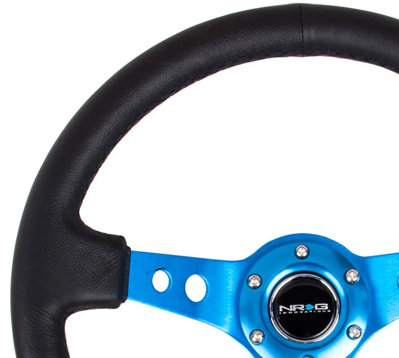 NRG 350MM 3" DEEP DISH WITH HOLES LEATHER