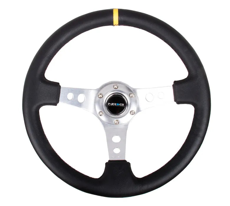 NRG 350MM 3" DEEP DISH WITH HOLES LEATHER