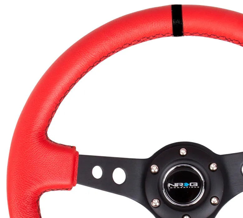 NRG 350MM 3" DEEP DISH WITH HOLES LEATHER