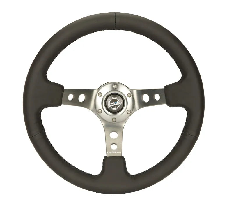 NRG 350MM 3" DEEP DISH WITH HOLES LEATHER