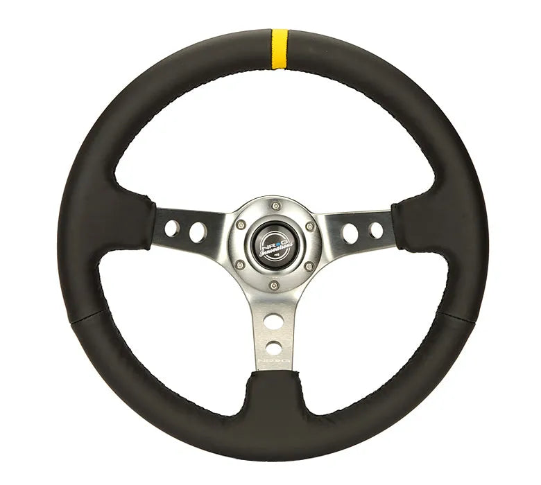 NRG 350MM 3" DEEP DISH WITH HOLES LEATHER