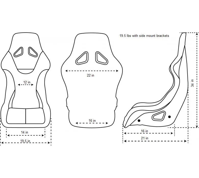 NRG PRISMA BUCKET SEAT MEDIUM - Universal Fitment