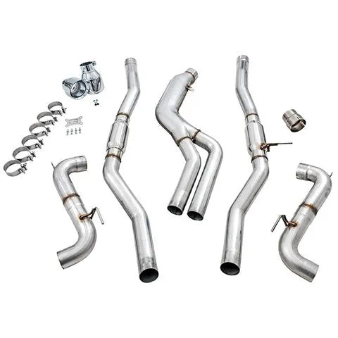 AWE Tuning Resonated Track Edition Exhaust for A90 Supra - 5" Chrome Silver Tips (3015-32116)
