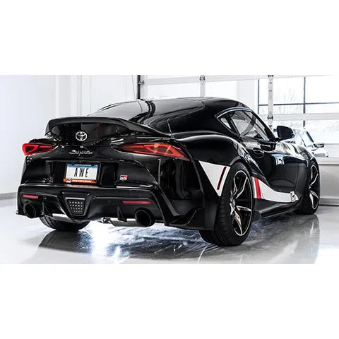 AWE Tuning Resonated Track Edition Exhaust for A90 Supra - 5" Chrome Silver Tips (3015-32116)