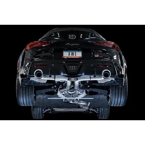 AWE Tuning Resonated Track Edition Exhaust for A90 Supra - 5" Chrome Silver Tips (3015-32116)