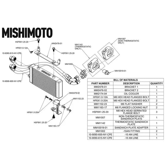 Mishimoto 2023+ Toyota GR Corolla Oil Cooler Kit - Thermostatic - Silver