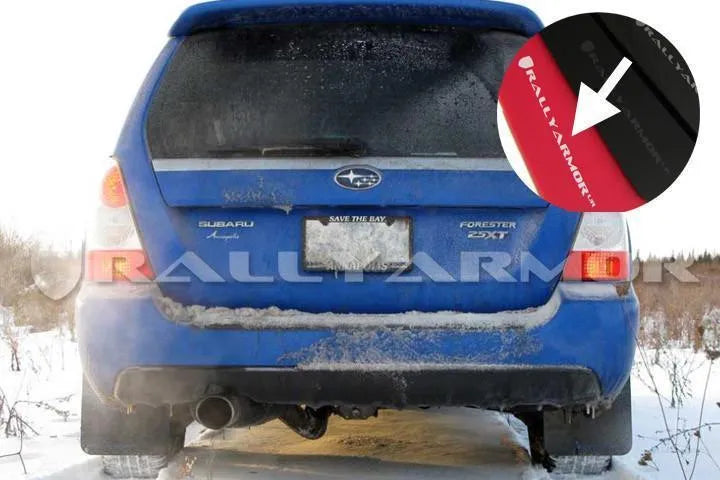 Rally Armor 03-08 Subaru Forester Black UR Mud Flap w/ Grey Logo
