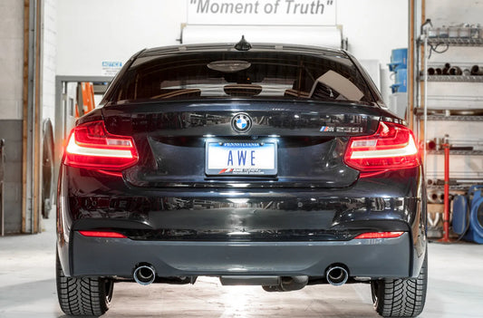 AWE Tuning Touring Axle Back Exhaust BMW F22 M235i/M240i (14-21) | Chrome Tips (3010-32028)