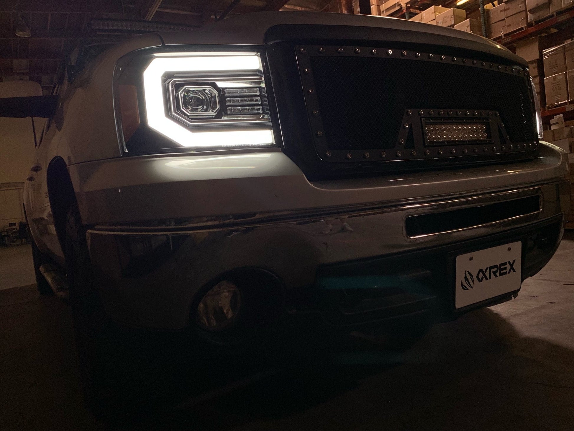 AlphaRex 07-13 GMC 1500HD PRO-Series Proj Headlights Plank Style Matte Blk w/Activ Light/Seq Signal