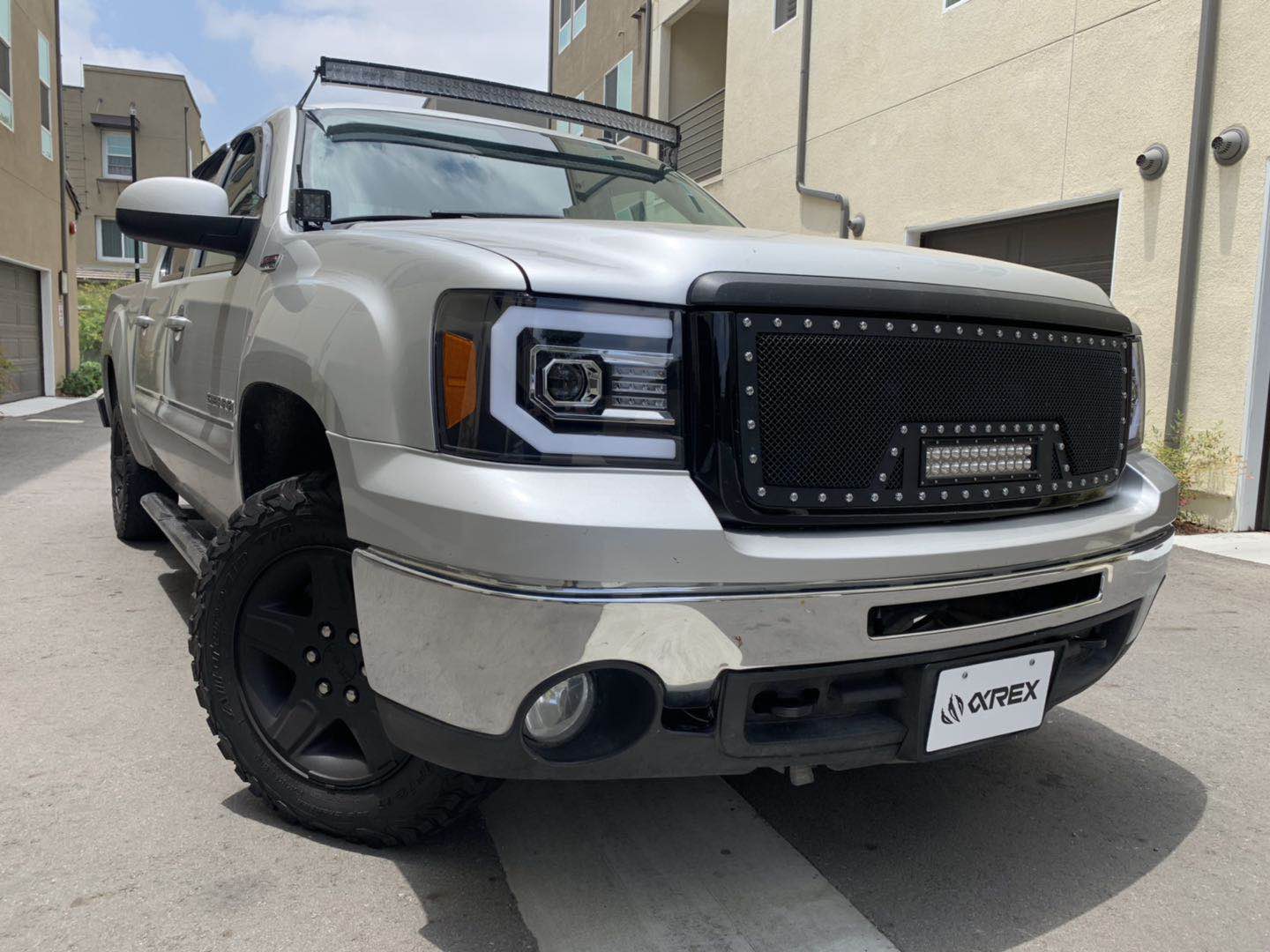 AlphaRex 07-13 GMC 1500HD PRO-Series Proj Headlights Plank Style Matte Blk w/Activ Light/Seq Signal